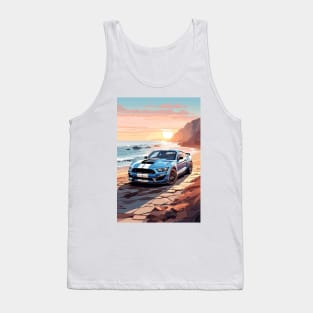 Modern American GT 500 Muscle Car Blue and White Poster Tank Top